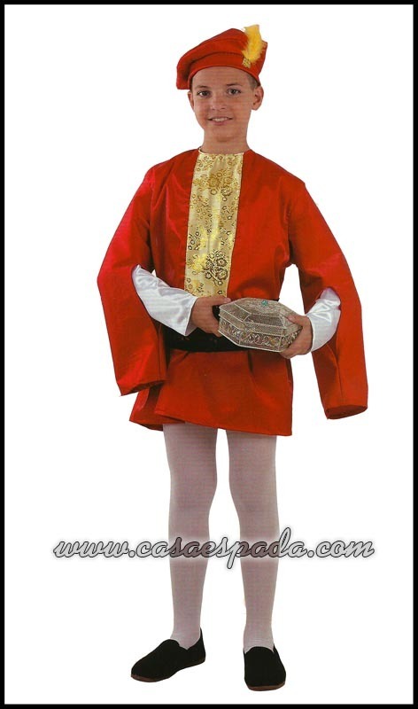 Disfraz paje rey mago niño rojo