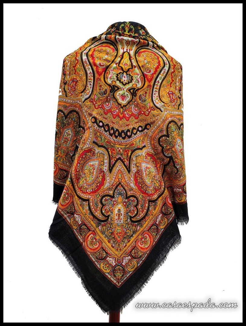 Pañuelo mantón cien colores mediano lana 140x140
