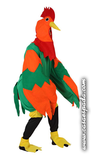 Disfraz gallo rojo y verde adulto