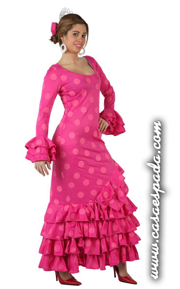 Disfraz de sevillana rosa adulto