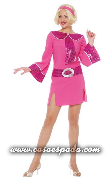 Disfraz de años 70 rosa para mujer