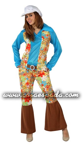 Disfraz hippie mujer adulto económico