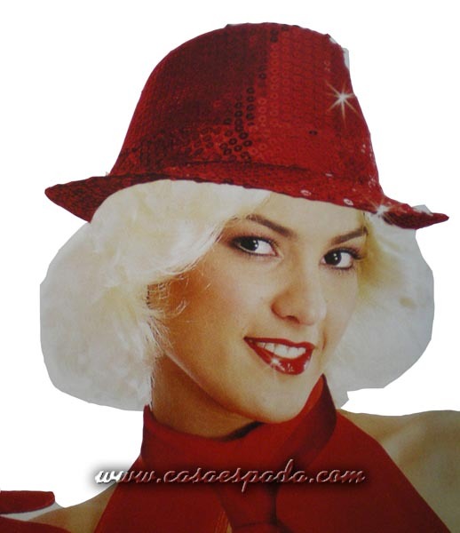 Sombrero mascota brillo lentejuela rojo gui