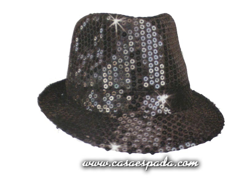Sombrero mascota brillo lentejuela negro gui