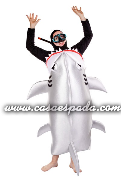 Disfraz de tiburón glotón buzo adulto