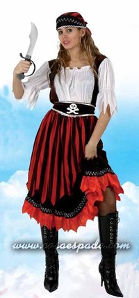 Disfraz de pirata adulto mujer rayas económico.