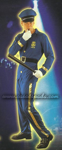 Disfraz policía azul adulto económico