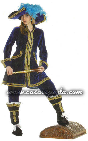 Disfraz de corsaria pirata mujer azul lujo