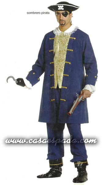 Disfraz corsario pirata azul lujo hombre