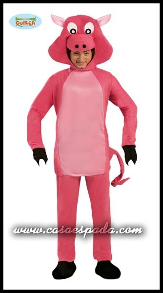 Disfraz de cerdo rosa adulto