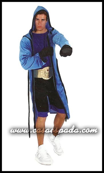 Disfraz boxeador adulto azul hombre