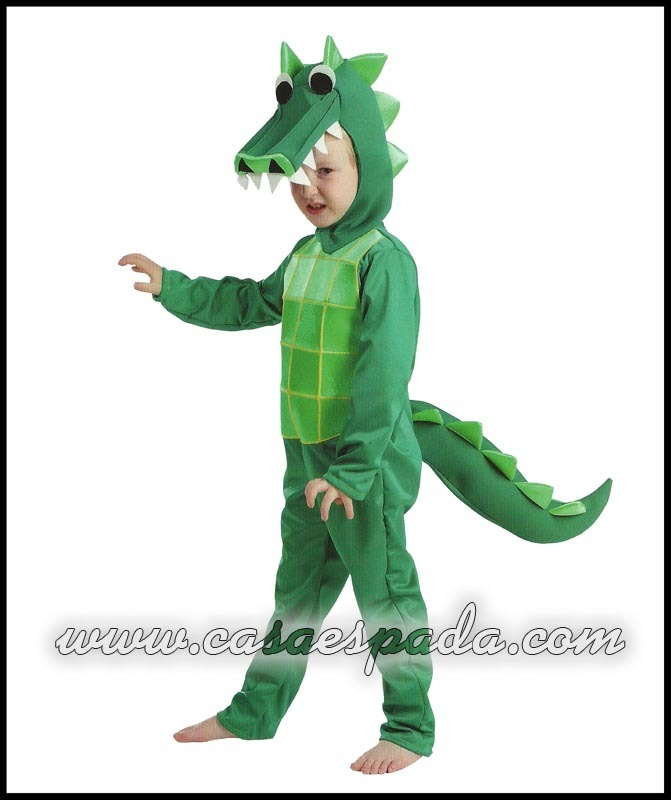 Fato crocodrilo dinosauro verde criança