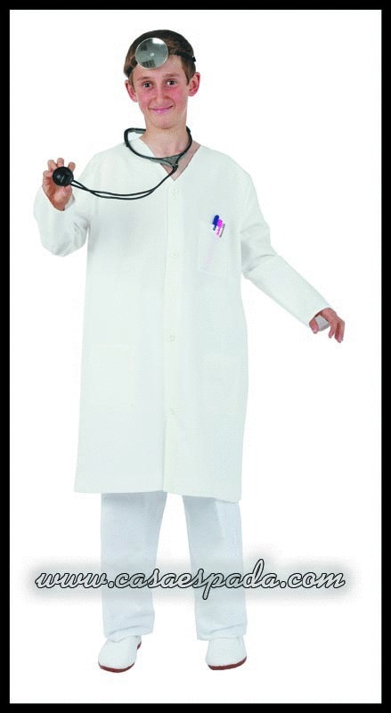 Disfraz bata medico enfermero blanca niño