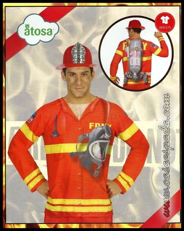Camiseta disfraz bombero hombre adulto impresion 3d