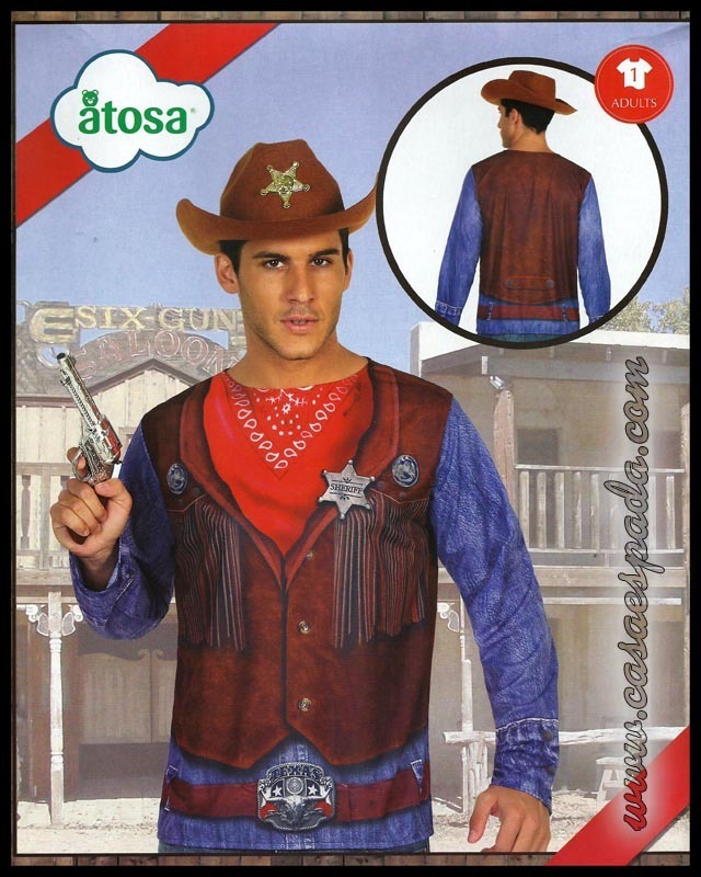 T-shirt fato vaqueiro cowboy homem impressa adulto