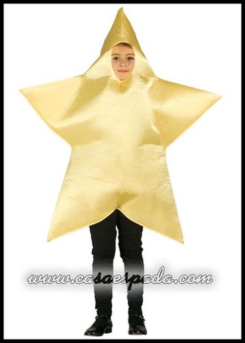 Disfraz de estrella infantil de navidad dorada
