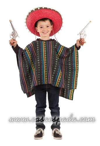 Poncho para disfraz de Mejicano mexicano infantil